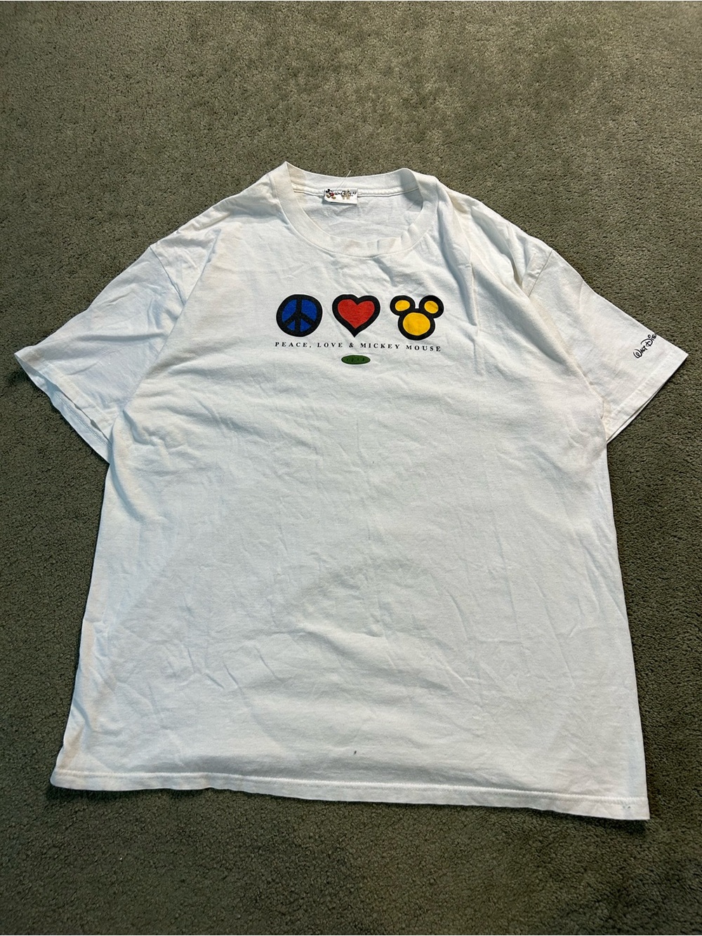 Vintage 90s Disney Peace Love And Mickey Mouse Rare T Shirt XL
